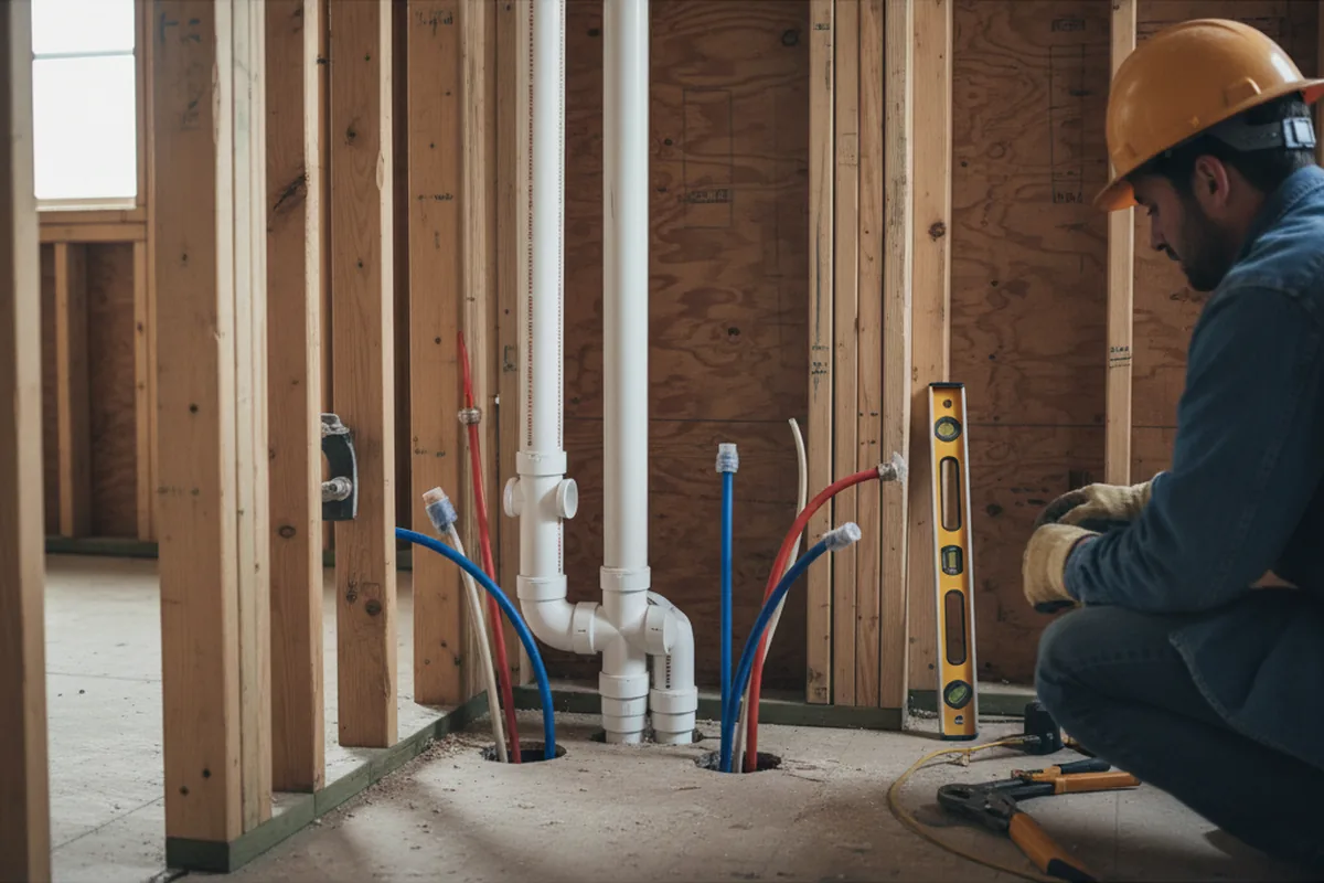 Drain and supply rough-in during Toilet Repair and Installation in Madison